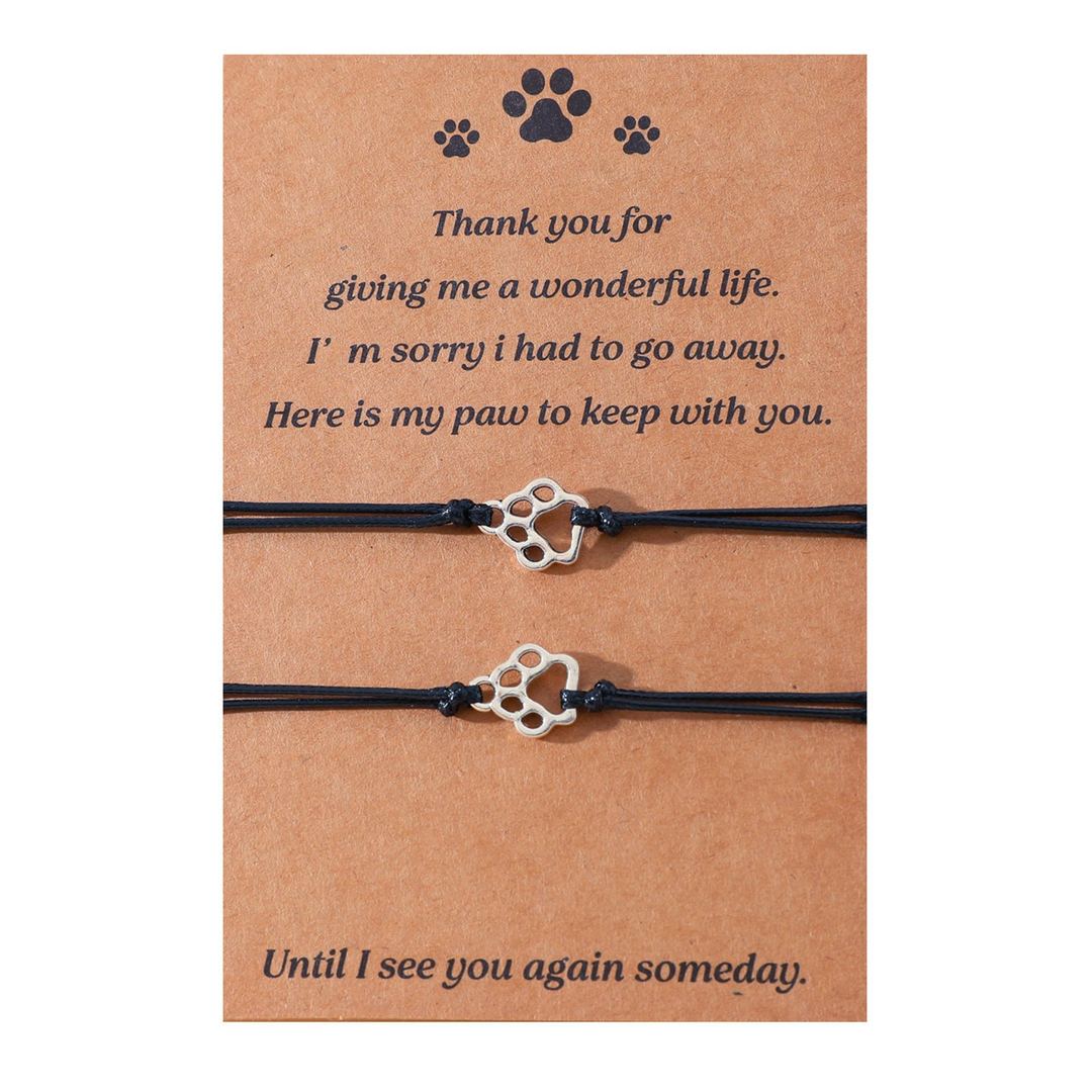 Multicolor Thread Cat Paw Print Hand-knitted Blessing Bracelet Black Rope