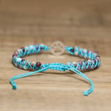 Natural Stone Turquoise Double-Strand Braided Beaded Bracelet