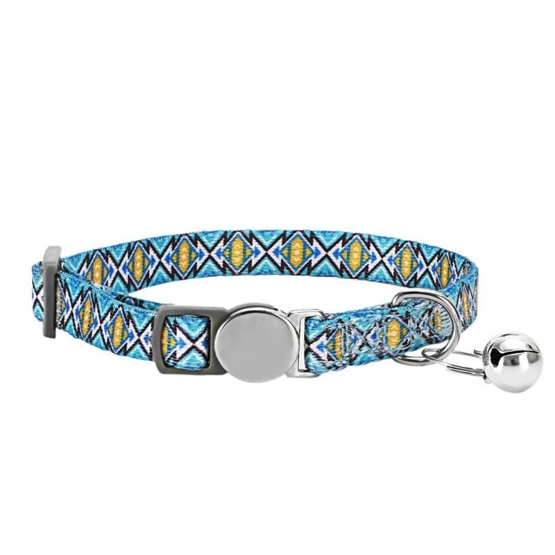 Wildflower Cat Collar — Sky Plaid